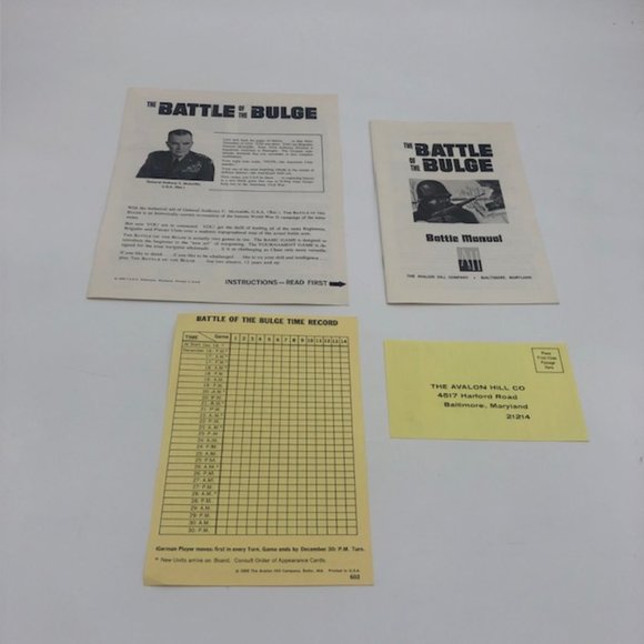 Vintage 1965 Avalon Hill The Battle of the Bulge World War II Battle Game - Picture 6 of 11